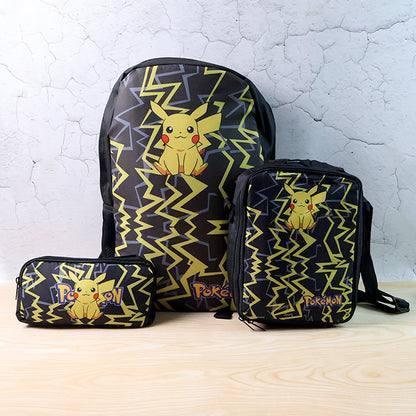 Wukusy cartoon character school bag travel combo set for kids with three colorful bags featuring fun character designs.