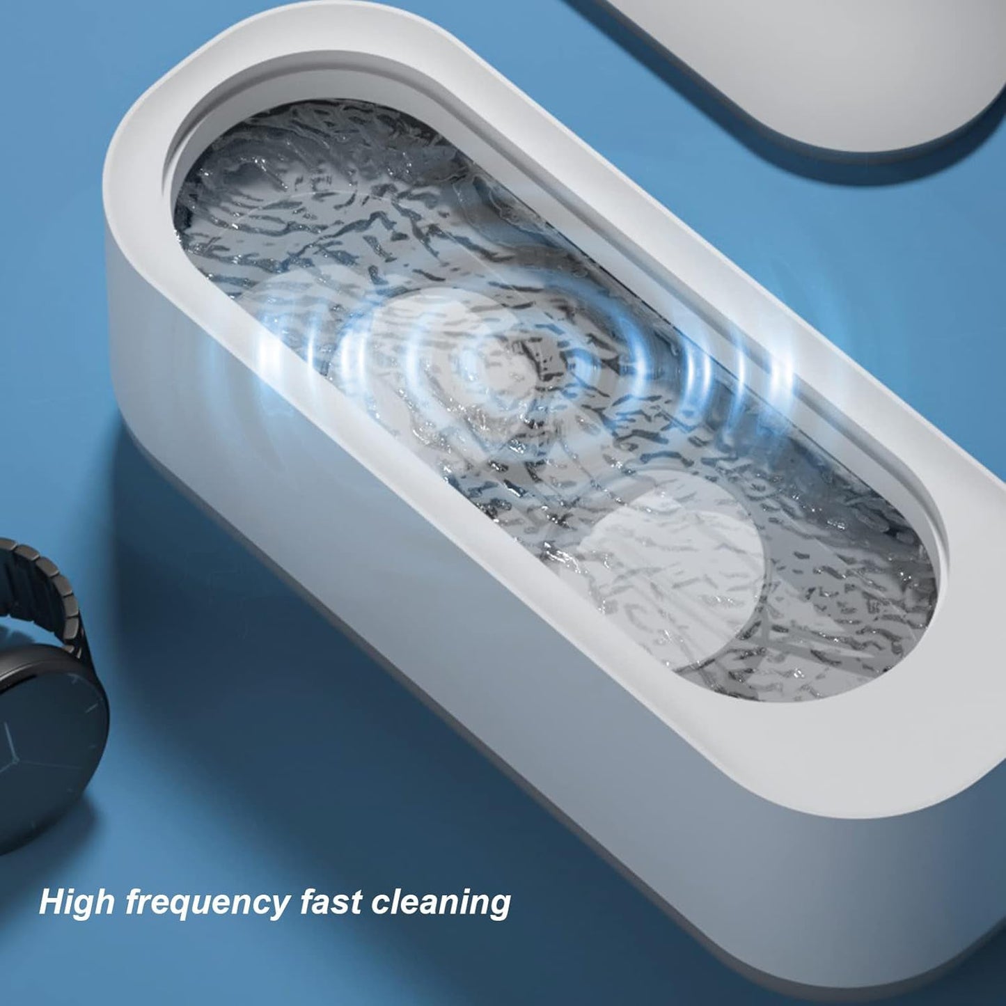 Wukusy ultrasonic jewelry cleaner with portable design, high-frequency vibration for cleaning rings, silver, glasses, watches, and coins.