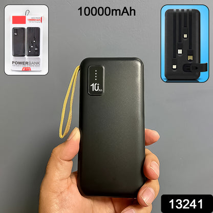 Wukusy 10000mAh 12W fast charging power bank with built-in 4-in-1 USB ports and mobile holder, compact electronics device