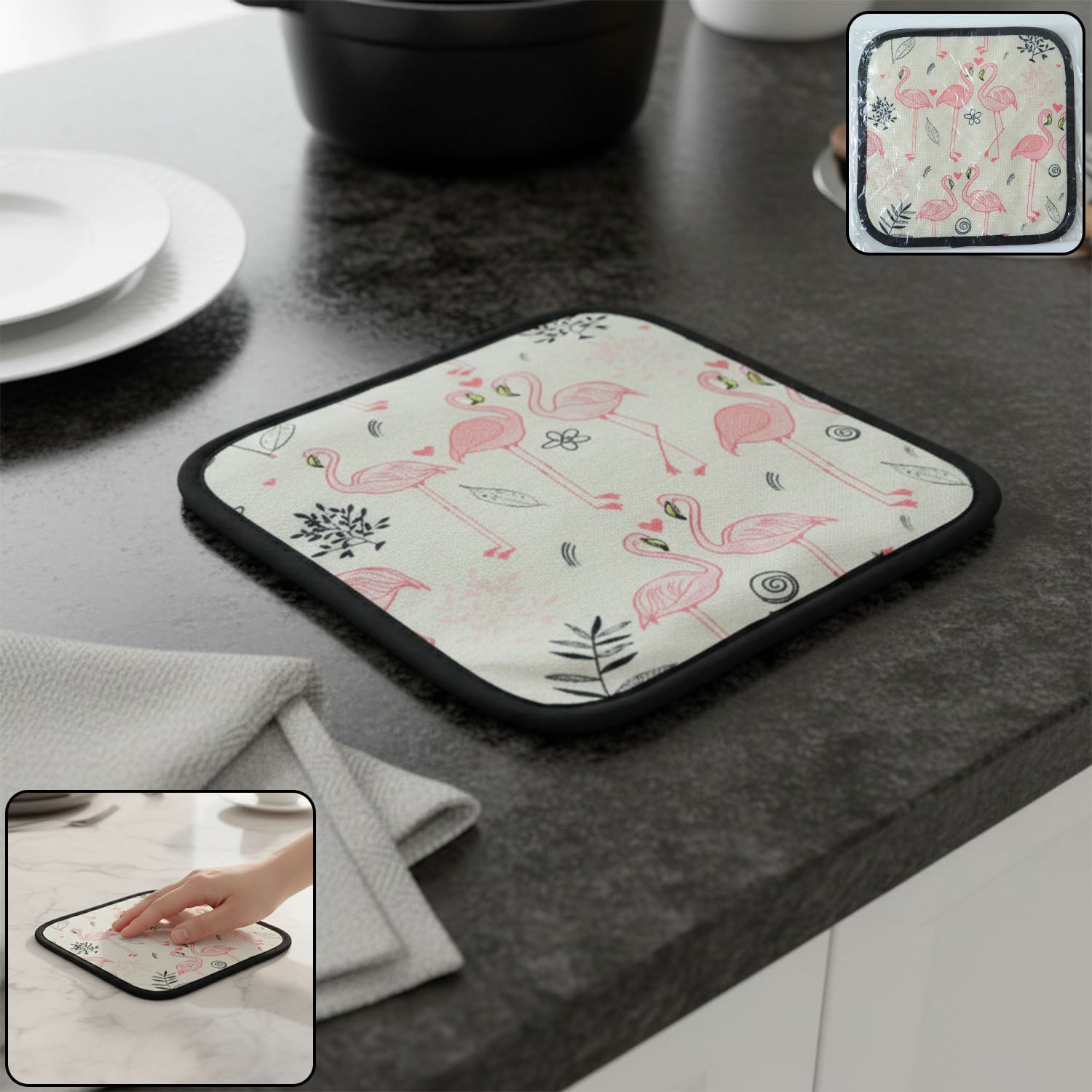 Wukusy printed kitchen pot holder heat resistant mat, 2020 cm, with colorful design for protecting surfaces from hot cookware.