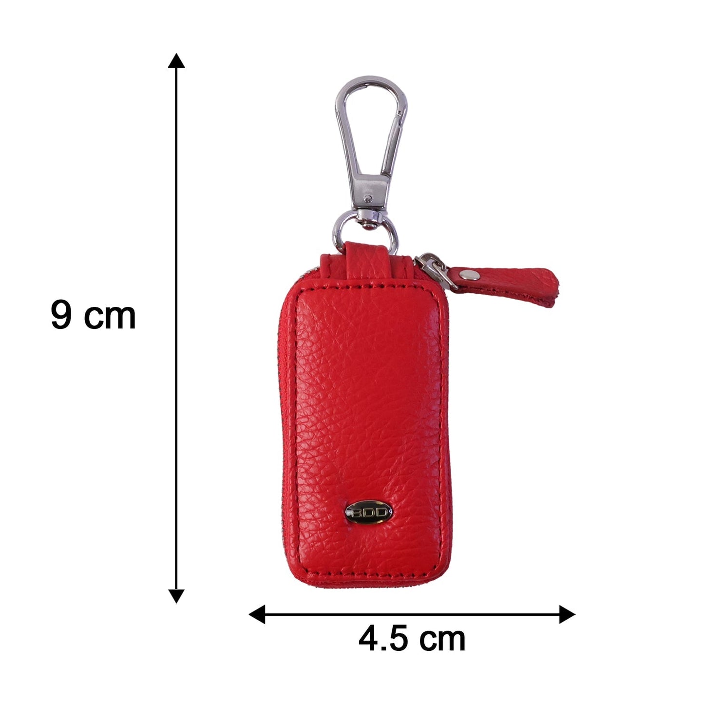 Wukusy leather car key case with zip closure and snap hook, compact smart key holder pouch for secure key storage