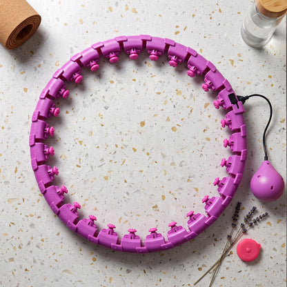 Wukusy smart fitness hula hoop with detachable weighted ball for waist exercise, shown assembled with adjustable size and grip.
