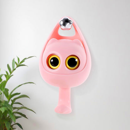 Wukusy Creative Adhesive Coat Hook featuring a cute wink cat design, mounted on a wall with strong adhesive backing.
