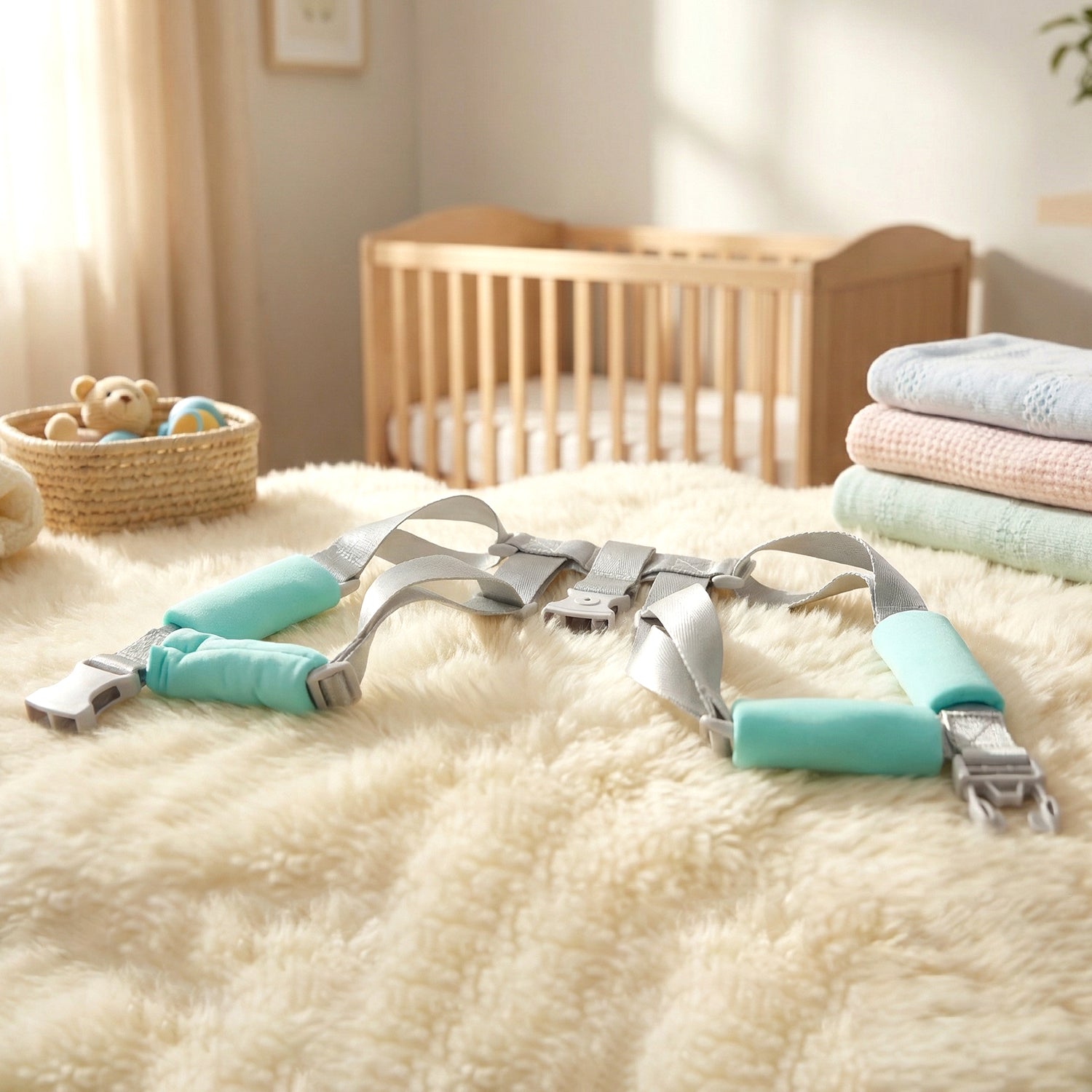 Adjustable Wukusy baby safety harness support belt with padded straps for secure toddler walking assistance.
