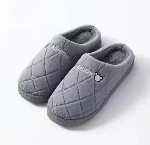 Ekom unisex winter warm flip flop slippers for indoor and outdoor use, featuring plush lining and durable rubber soles.