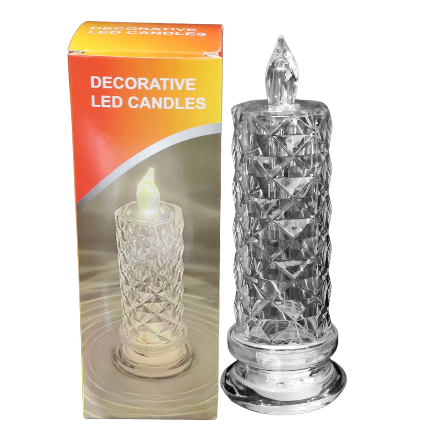 Decorative LED crystal candle light by Wukusy, featuring a clear crystal design and warm glow for elegant home decor.