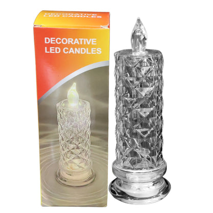Decorative LED crystal candle light by Wukusy, featuring a clear crystal design and warm glow for elegant home decor.