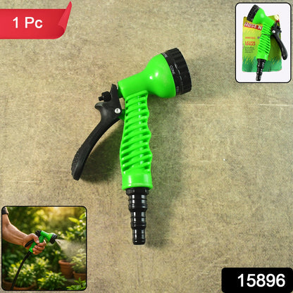 Wukusy multi-pattern garden hose spray nozzle with colorful patterns attached to garden hose for versatile watering tasks