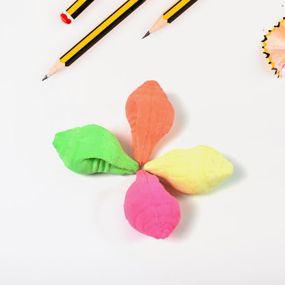Wukusy shankh shape eraser rubber in mixed colors, ideal for office use, featuring a unique shell design and 1-piece set.