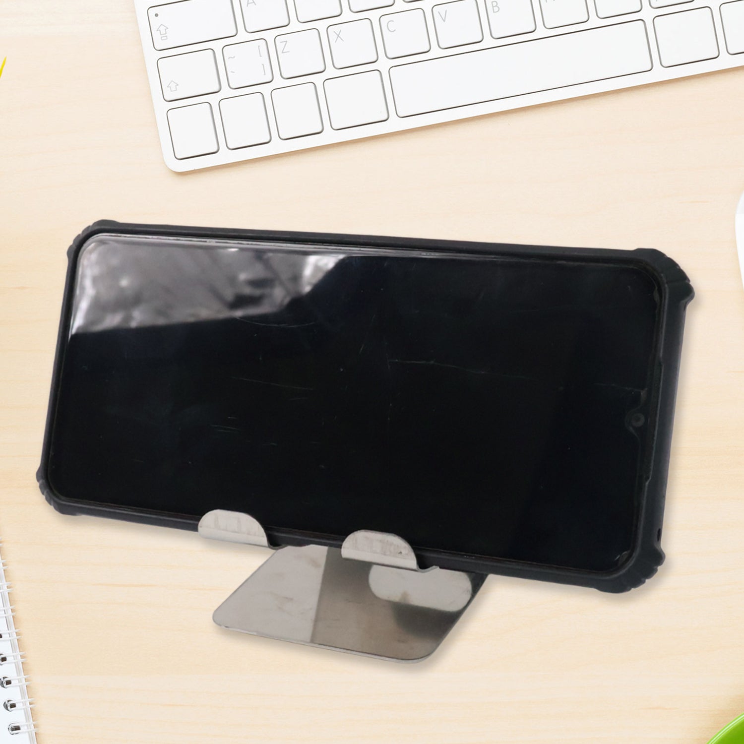 Wukusy stainless steel universal mobile and tablet stand holder, adjustable and sturdy for hands-free device support.