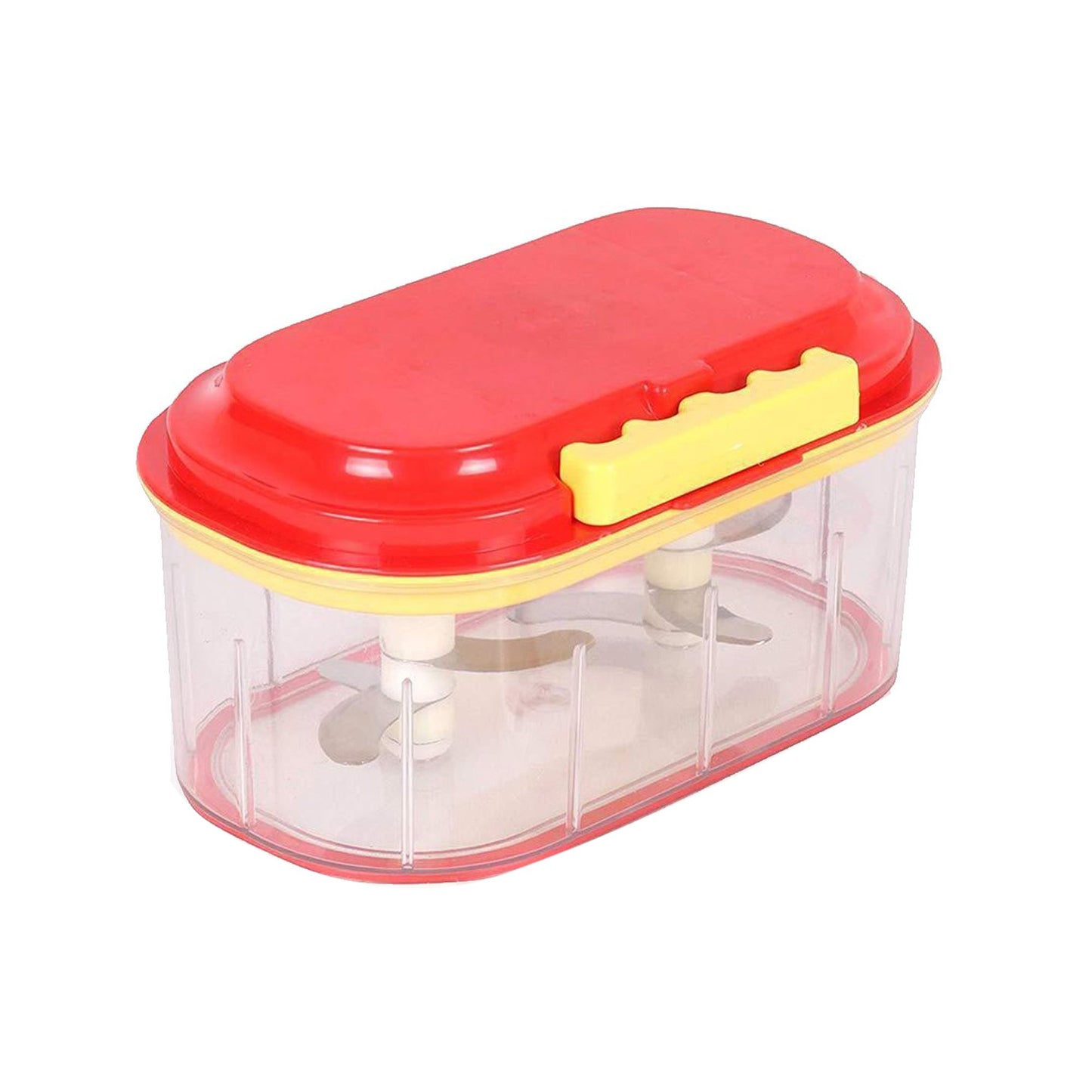 Wukusy 0071 plastic vegetable chopper, 1000 ml kitchen tool with a clear container and chopping blade for easy vegetable prep