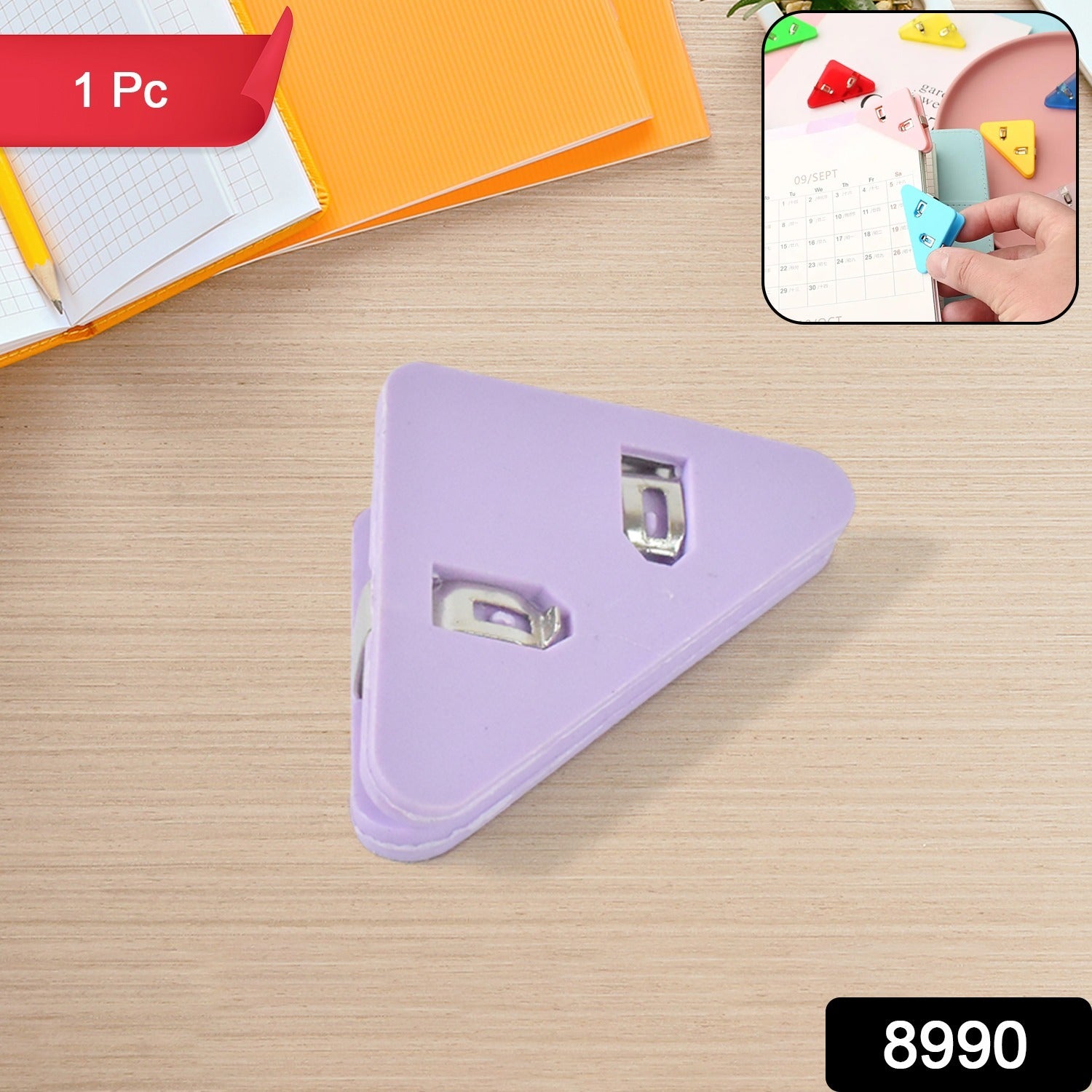 Small Wukusy triangle paper clip for organizing paper documents, perfect for office use and securing papers neatly.