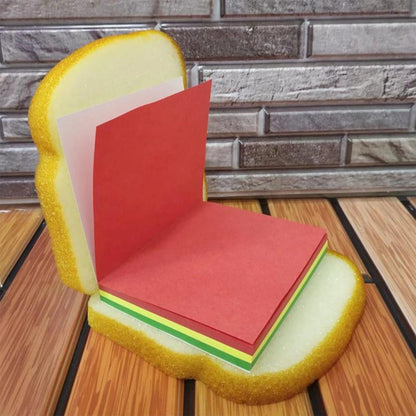 Multicolor sandwich-shaped notepad by Wukusy, featuring sticky notes and mini memo pads for office use.