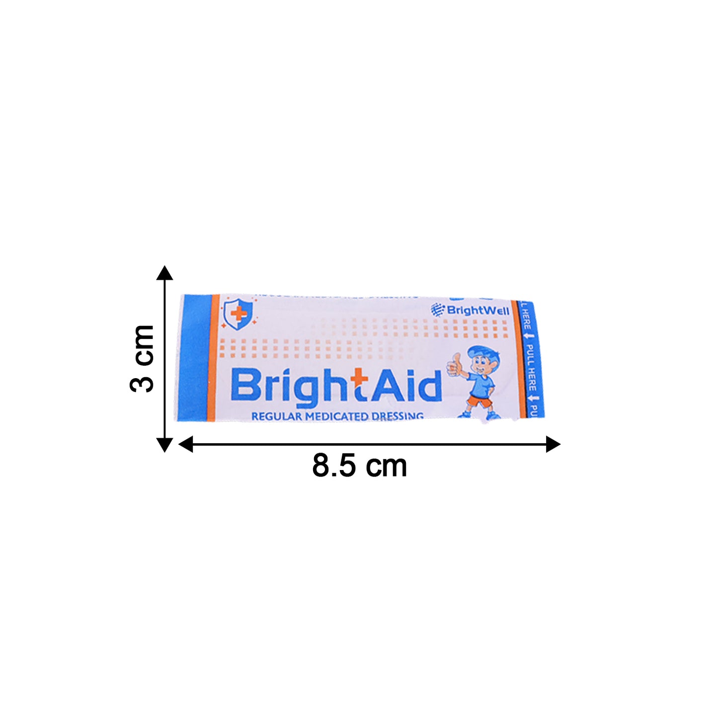 Wukusy Brightaid regular adhesive bandages for cuts and wounds, 5-pack, with adhesive strips and padded healing surface.