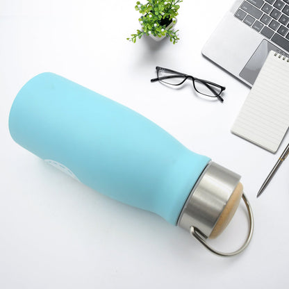 Wukusy stainless steel water bottle with handle, 360ml, leak-proof, rust-proof, BPA-free, for hot and cold drinks at home or gym