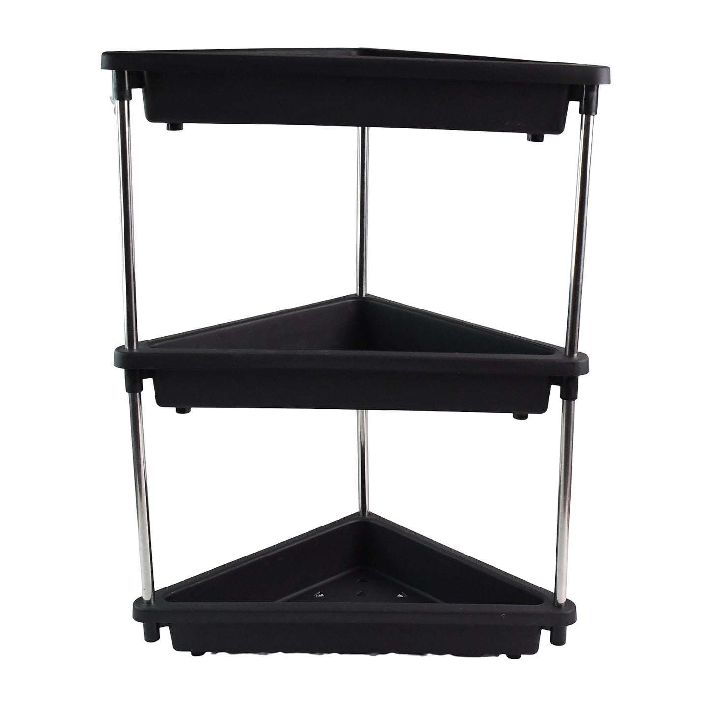 Wukusy 3-layer plastic corner storage rack for home and kitchen use, featuring multiple compartments for organization.