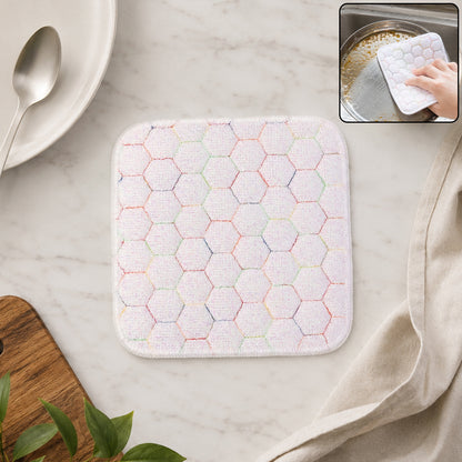 Heavy-duty Wukusy kitchen scrub pad for dishes, utensils, and pots, measuring 18x18cm, with a durable scrubbing surface.