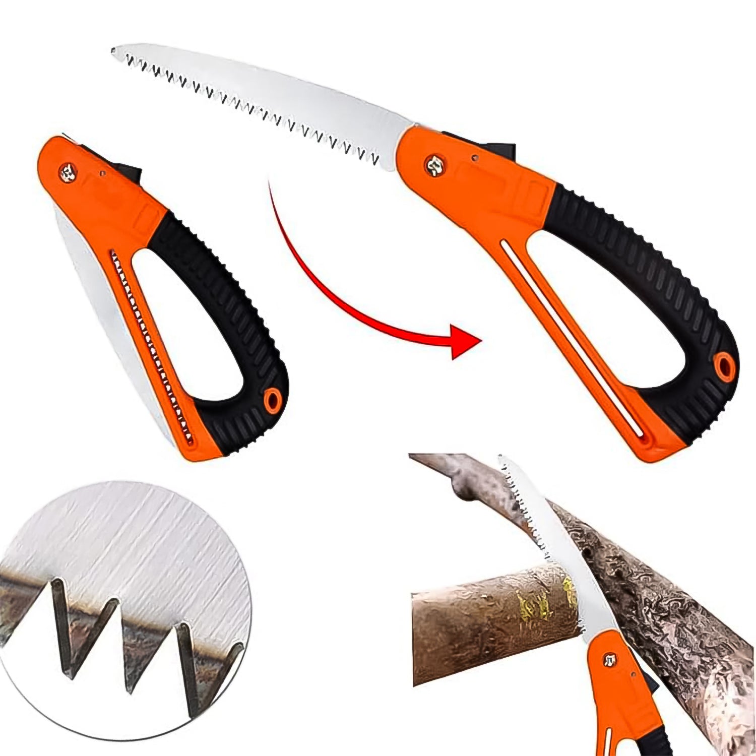 Wukusy 15-inch mini pruning folding saw for garden use, featuring a compact design and sharp blade for trimming branches.