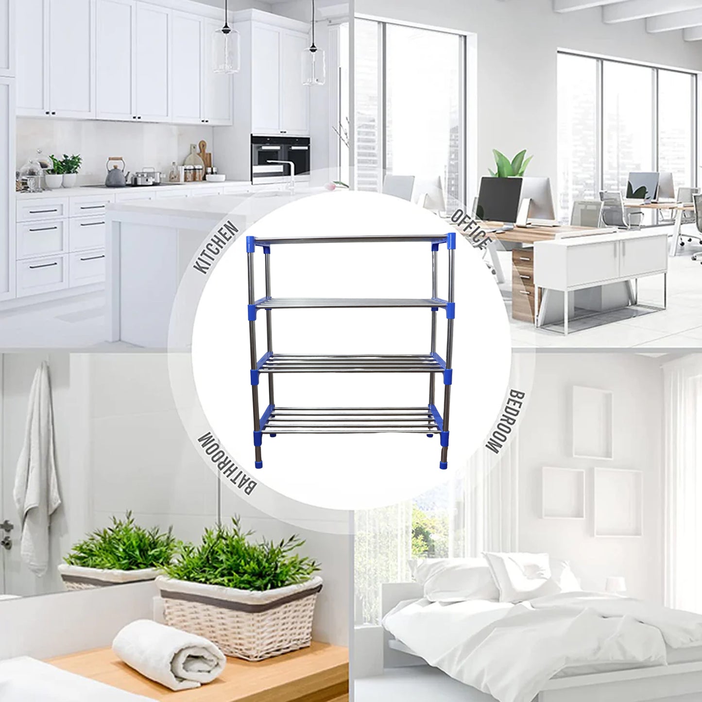 Wukusy 4-layer shoe rack organizer set with multiple shelves for home shoe storage and organization.