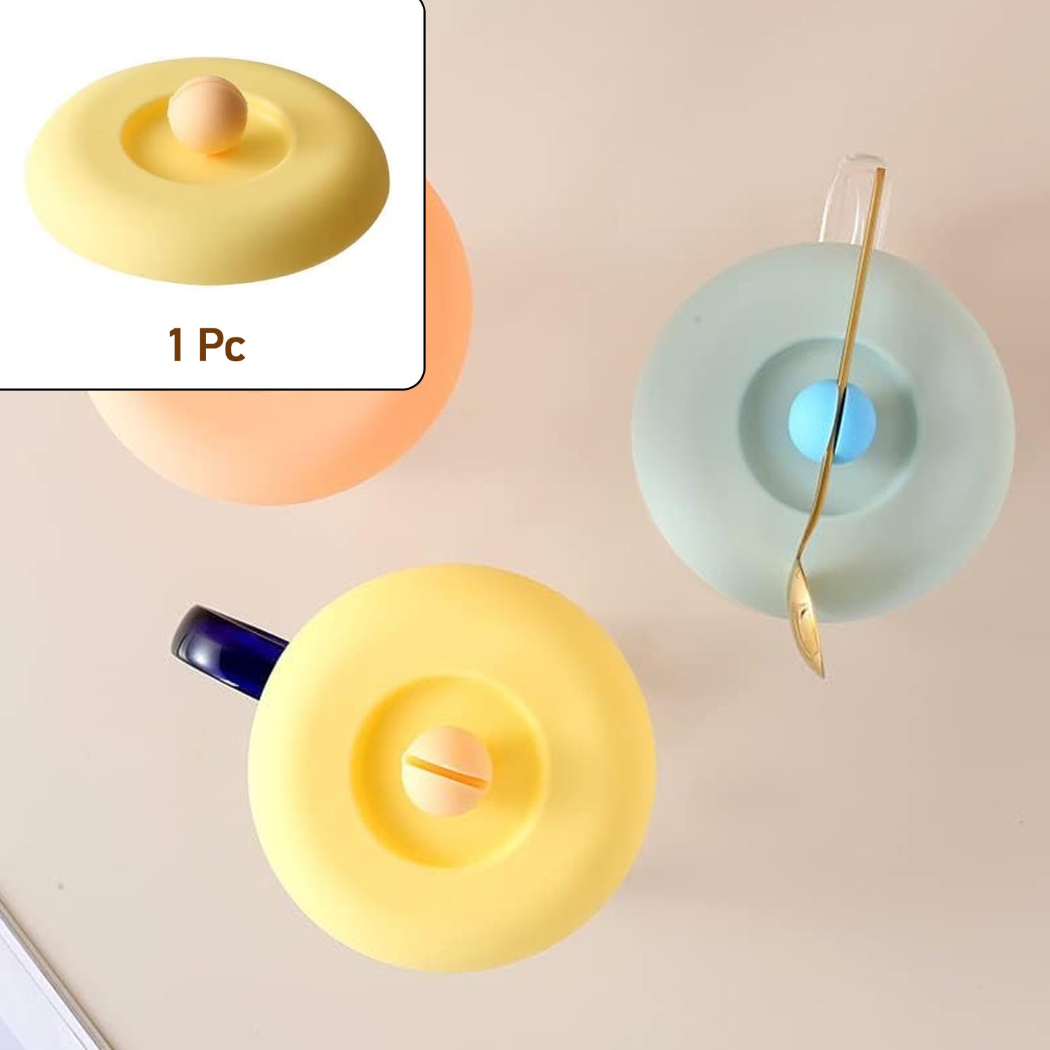 Wukusy silicone mug lid with airtight seal, dust-proof and rubber material, fits standard cups, not including spoon, 1 piece