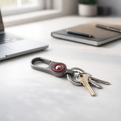 Wukusy premium metal key holder with dual rings and secure clip, showcasing durable construction and sleek design.