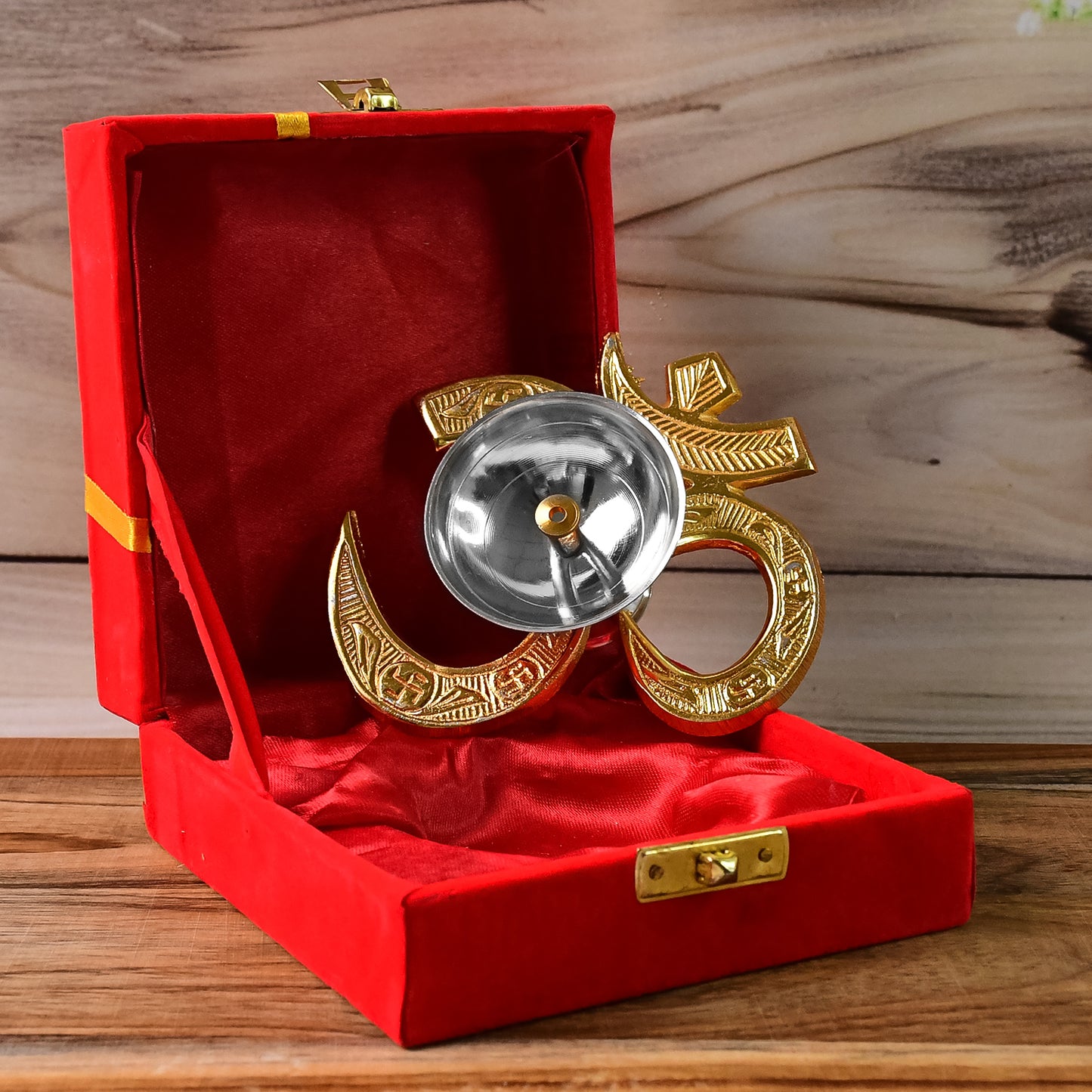 Brass Om Symbol oil diya for home decor, featuring intricate design and traditional craftsmanship for spiritual ambiance.