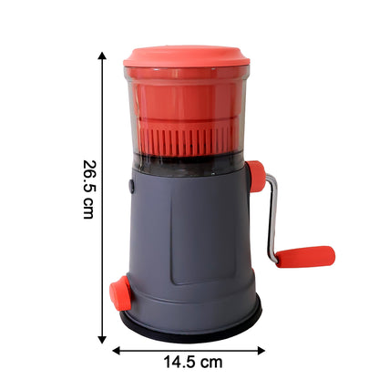 Wukusy Supermom Pulpy Fruit Juicer with long handle and silicone ring for easy juice extraction, shown on a kitchen countertop