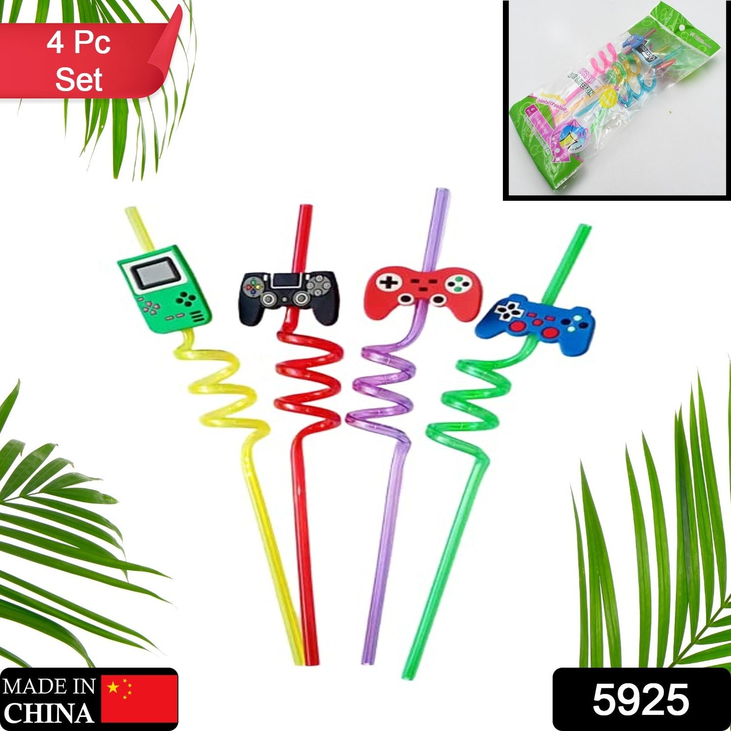 Wukusy reusable plastic drinking straws with colorful cartoon decorations, perfect for kids' summer parties and birthday celebrations.