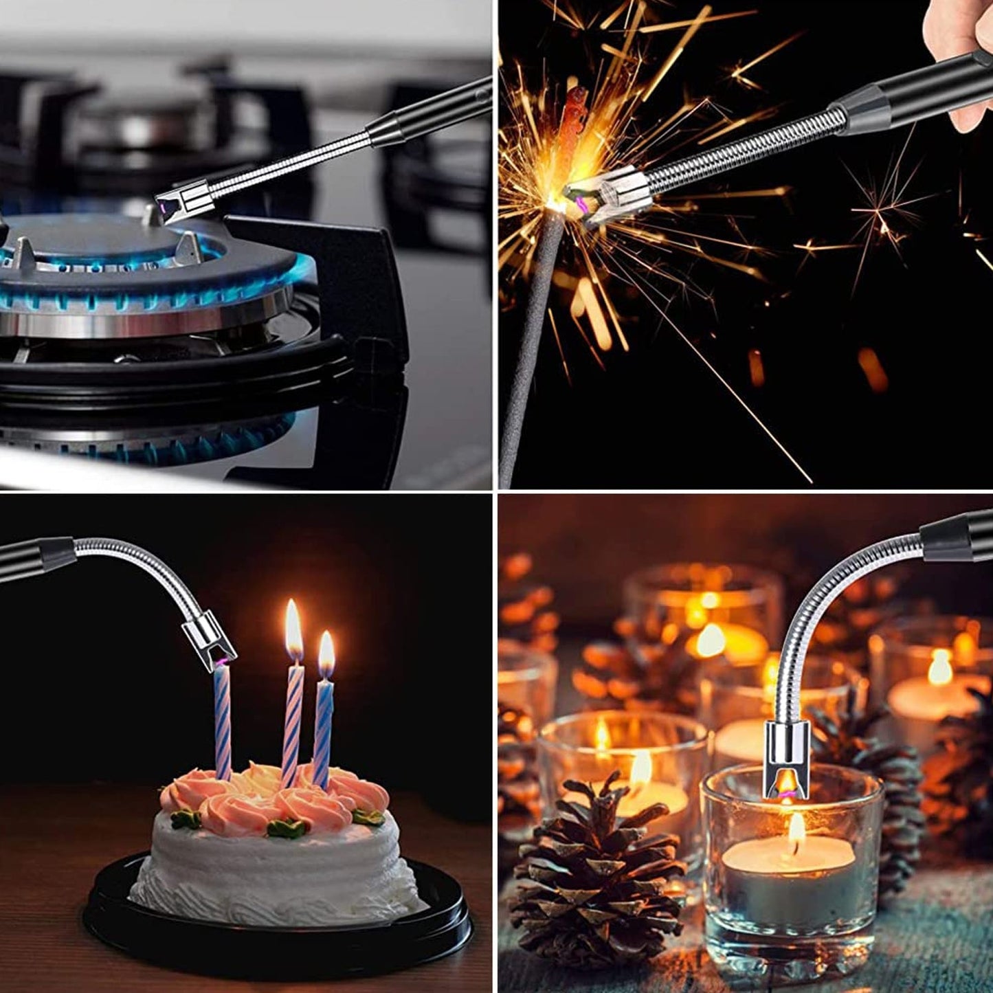 Wukusy long flexible electric plasma lighter with USB rechargeable windproof flameless design, suitable for home improvement tasks.