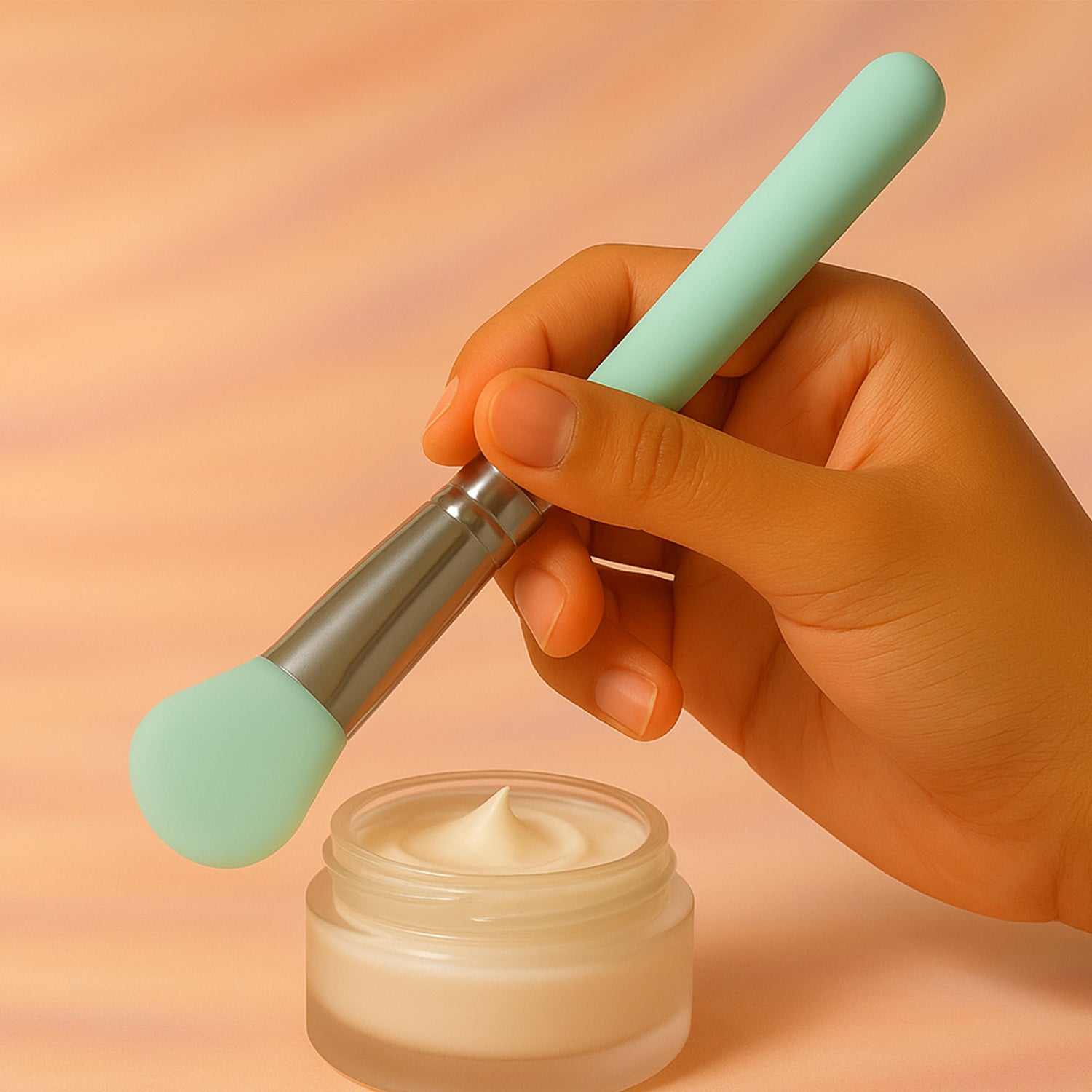 Wukusy soft silicone face mask applicator brush, single piece, designed for smooth and even facial mask application.