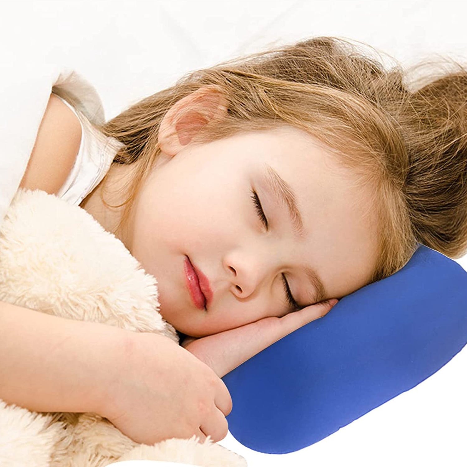 Wukusy 1551 Microbead roll neck travel pillow with soft cushion, bone shape for back, head, and neck support, mini microbeads.