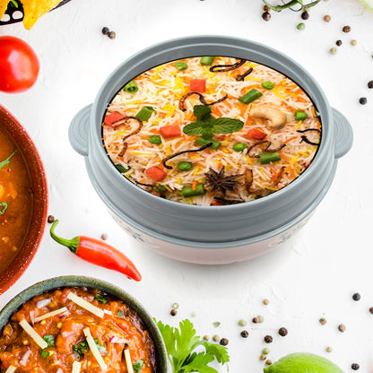 Wukusy high-quality steel casserole box with floral print, insulated hot pot for serving food, 4500ml capacity, kitchen home improvement.