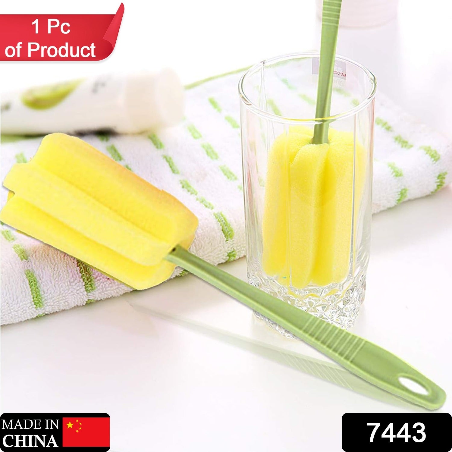 Wukusy 20cm sponge cup washing brush with cleaning sponge head, ideal for milk bottles, tea cups, and kitchen cleaning tasks
