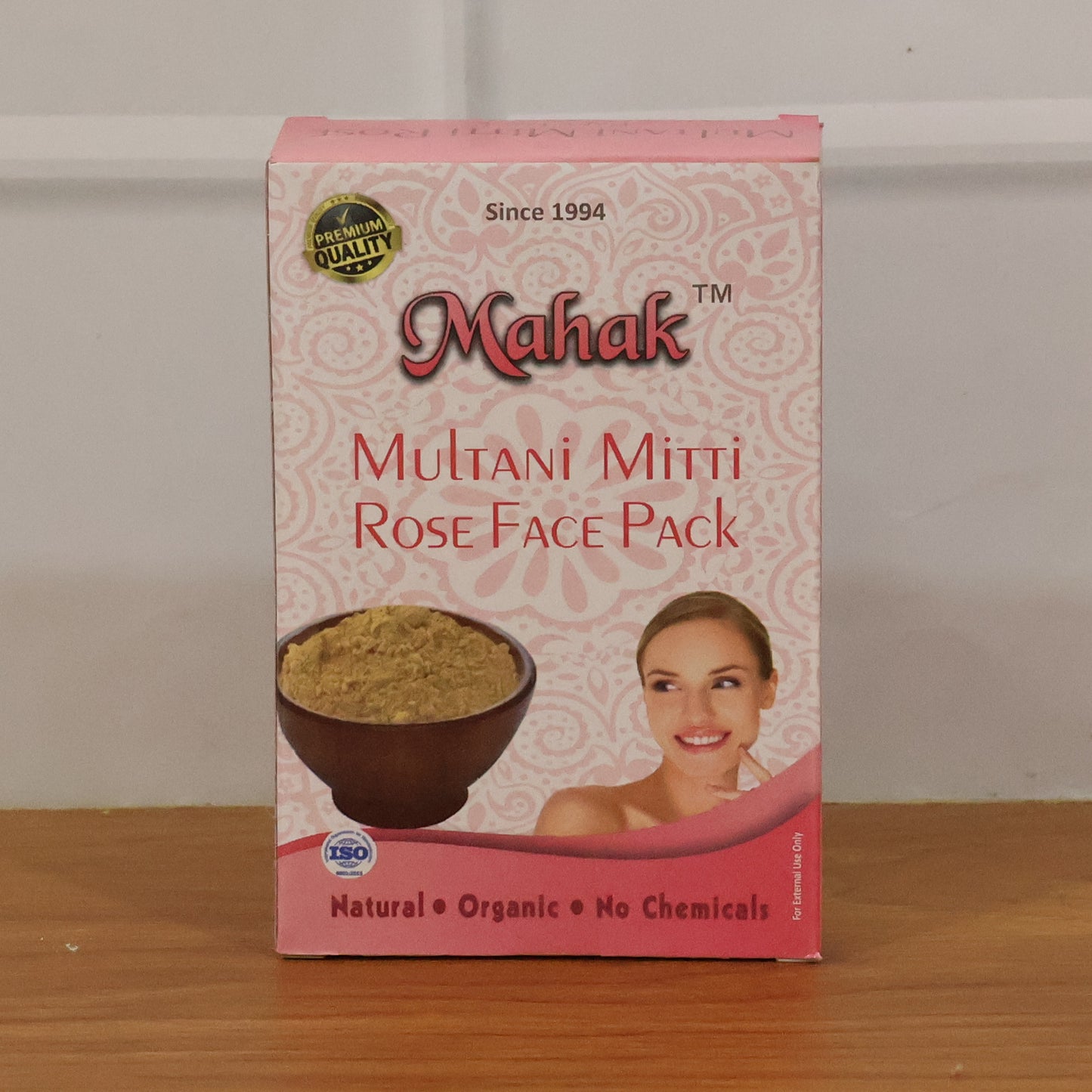 Wukusy Herbal Multani Mitti Rose Face Pack in 80g jar, showing pink rose-infused clay face mask with natural ingredients.