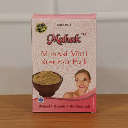 Wukusy Herbal Multani Mitti Rose Face Pack in 80g jar, showing pink rose-infused clay face mask with natural ingredients.