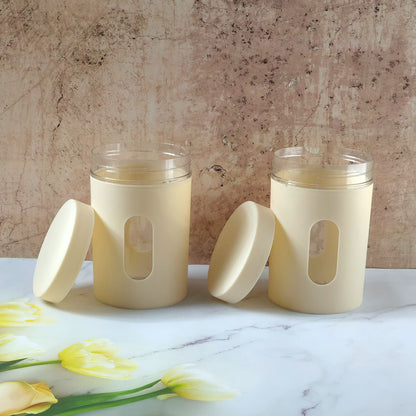 Wukusy premium kitchen storage container set with two 750ml clear plastic containers for food storage and organization