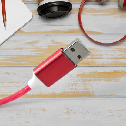 Wukusy 3-in-1 lighting charging cable with illuminated fast charger, suitable for multiple devices, USB connector and colorful light.