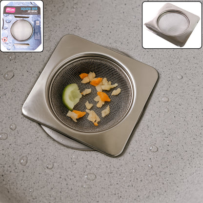 Stainless steel square sink strainer by Wukusy, designed to prevent debris from clogging kitchen sink drains.