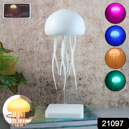 Wukusy jellyfish shape LED mood light lamp illuminated, showcasing a soft, colorful glow perfect for relaxing or decorative ambiance.