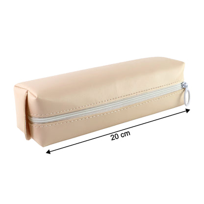 Slim PU leather pencil pouch by Wukusy, featuring a sleek office design, perfect for organizing pens and stationery.