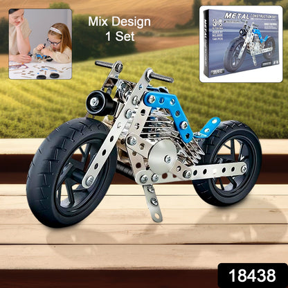 Wukusy metal bike mechanical construction toy kit with 140 parts for building and engineering creative bike models.