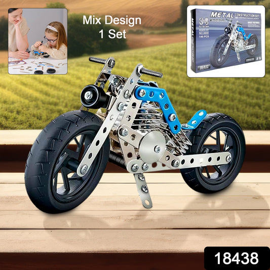 Wukusy metal bike mechanical construction toy kit with 140 parts for building and engineering creative bike models.