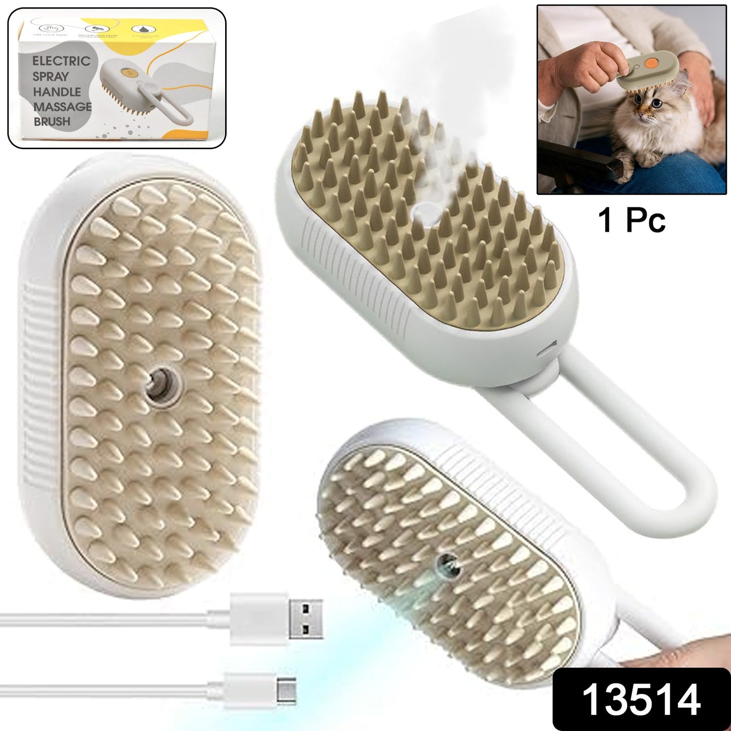 Wukusy electric spray handle massage brush for hair removal, featuring steam function and ergonomic design for effective skincare.