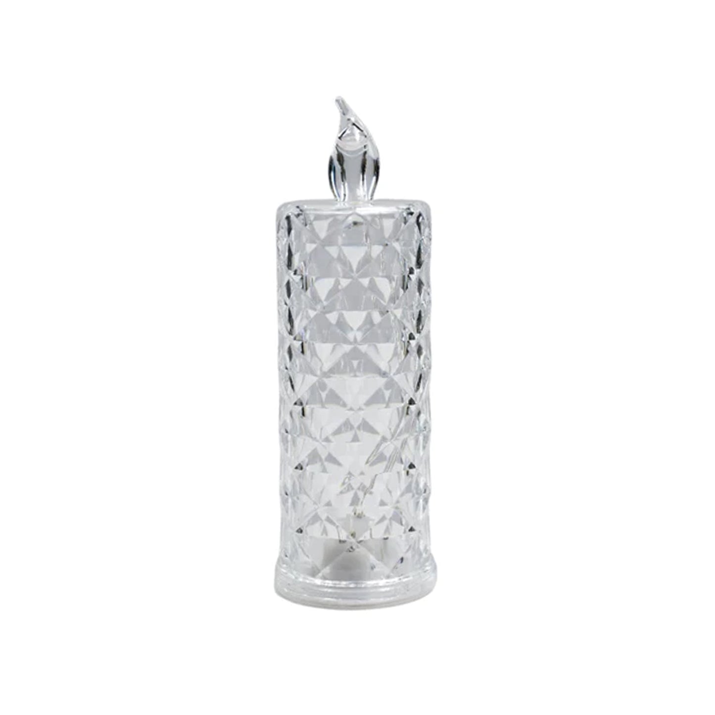 Wukusy LED flameless rose candle with transparent acrylic base, perfect for home decor, Diwali, Christmas, and gifting.