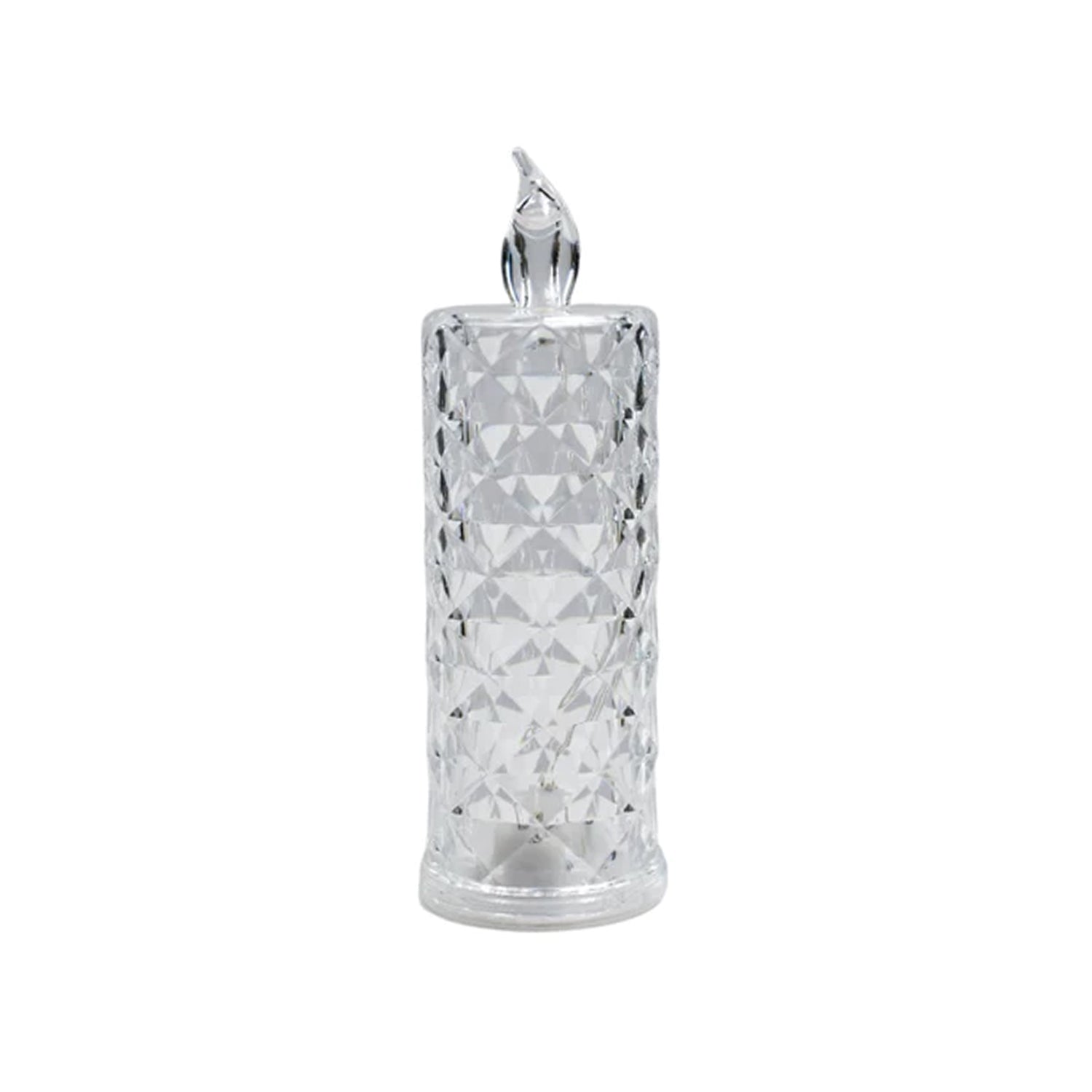 Wukusy LED flameless rose candle with transparent acrylic base, perfect for home decor, Diwali, Christmas, and gifting.