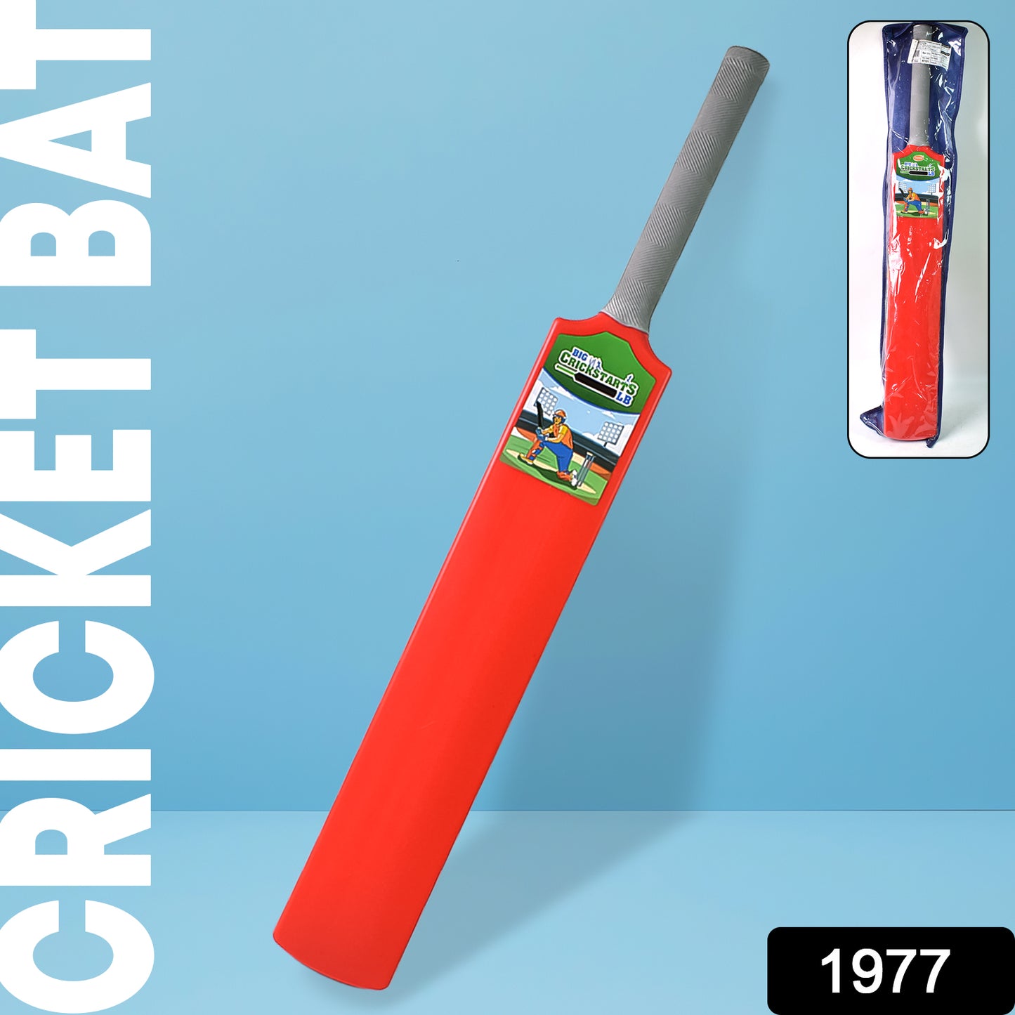 Plastic cricket bat for kids by Wukusy, colorful toy cricket bat with a sturdy handle, suitable for young players.