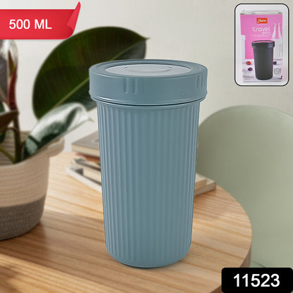 Wukusy Apex double wall steel travel glass in mixed colors, 500ml capacity, designed for home and kitchen use.