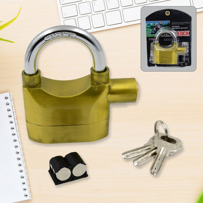 Wukusy security alarm metallic lock system with 3 keys, featuring a sturdy lock and colorful key set for home security.