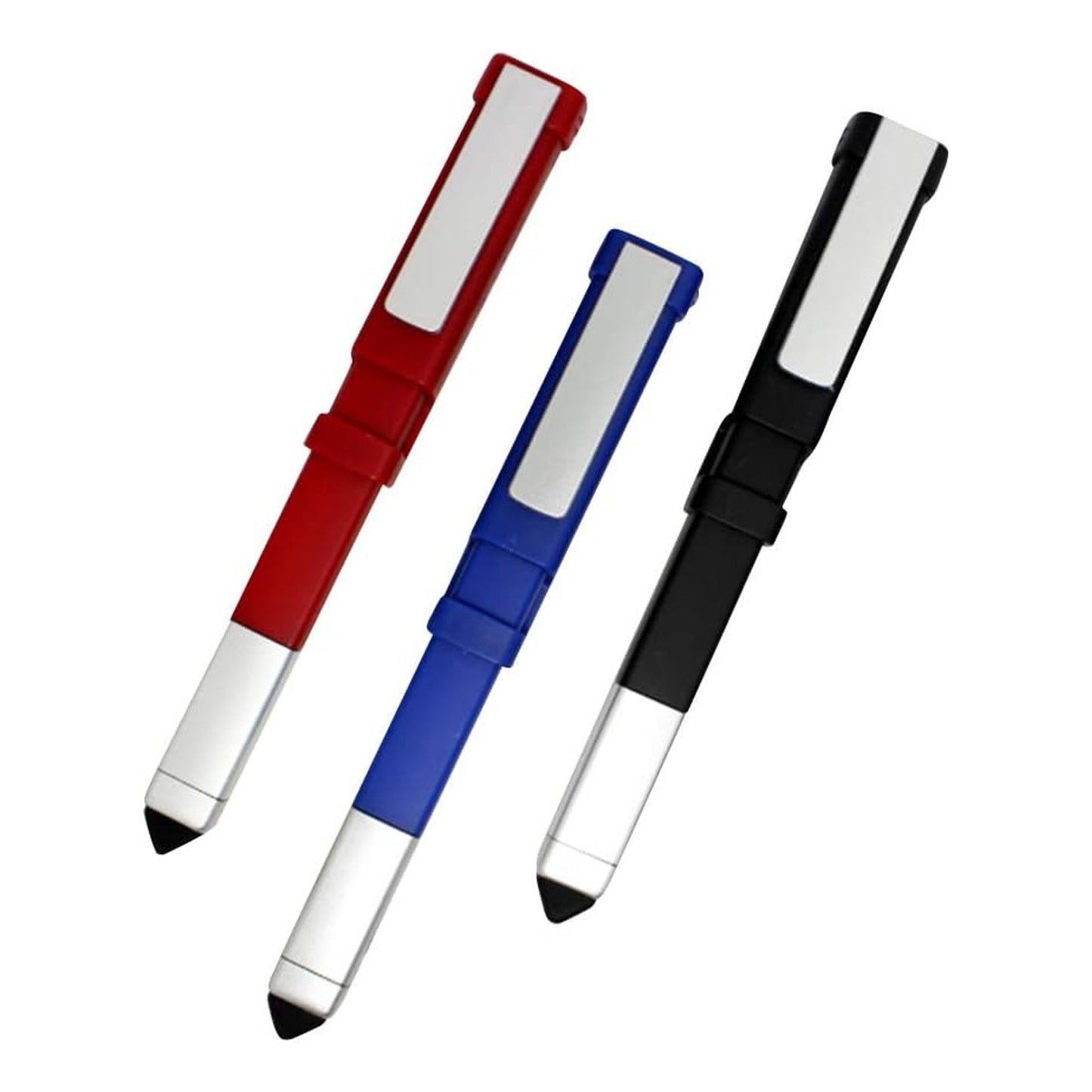 Wukusy 7470 pen-shaped phone holder with screwdriver set, multi-function 4-in-1 tech tool pen, includes capacitive stylus and ballpoint.
