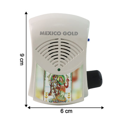 Wukusy electric mantra bell with LED light, black finish, round shape, illuminated by colorful LED accents, on a plain background.